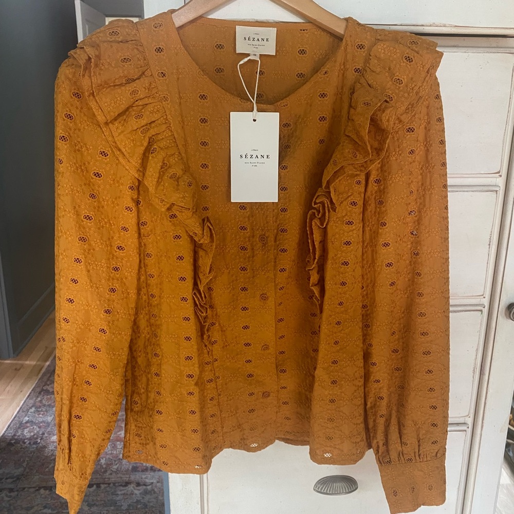 Sezane Women's Button Down Shirt in Mustard